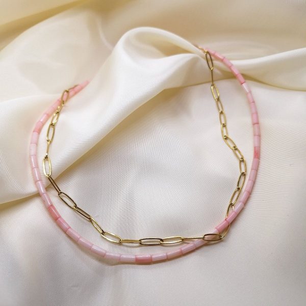 Ogrlica Pink koraljna nit od nehrđajućeg čelika i koralja