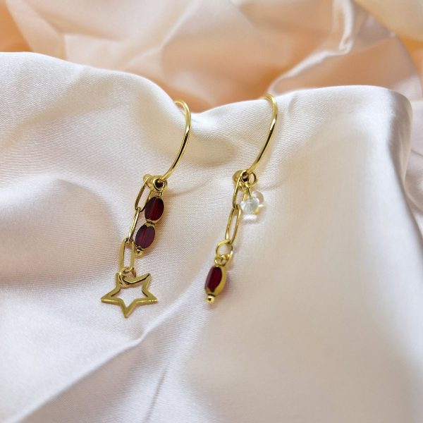 Naušnice Kap zvijezde od nehrđajućeg čelika i staklenih kristala s visećim detaljem zvijezde