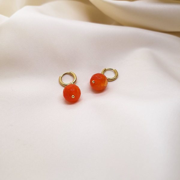 Ručno rađene naušnice Orange basic od čelika i narančastog ahata