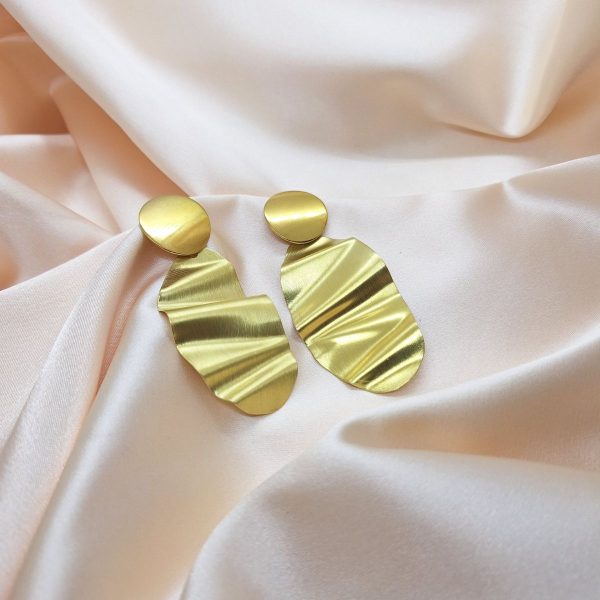 Naušnice Zgužvani ovali od mjedi i nehrđajućeg čelika s izduženom teksturalnom površinom