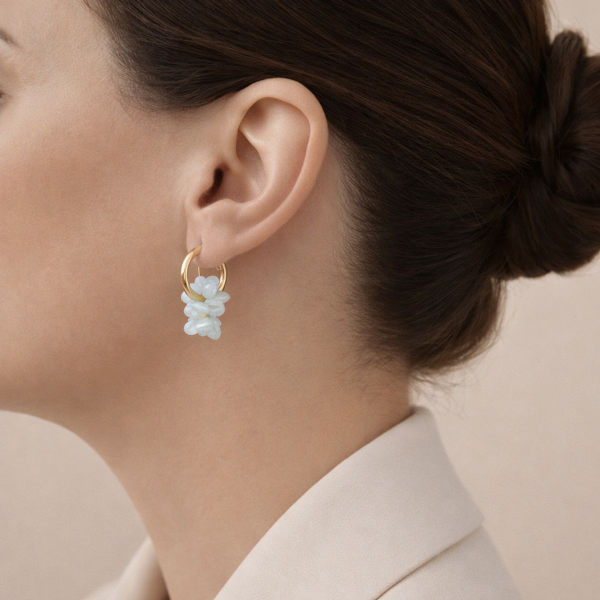 Naušnice Kristalni krug s prirodnim kamenjem u tri varijante boje